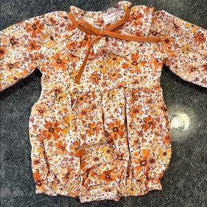 Floral Baby Romper with Orange Accents